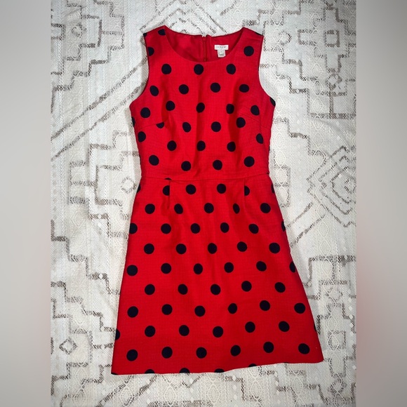 J. Crew Red and Black Polka Dot Mini Dress - Picture 3 of 6